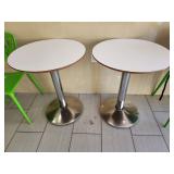 ROUND WOOD TOP CHROME BASE TABLES 24' X 30' TALL