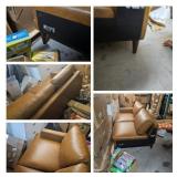 half a leather couch new has both backrest cushios