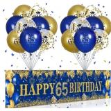65th Birthday Decorations for Men Women Blue and G