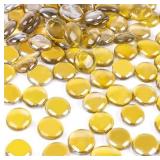 DomeStar 2LB Yellow Flat Glass Marbles, Decorative