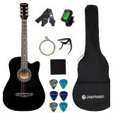 Joymusic 38 inch black beginner acoustic guitar,bu
