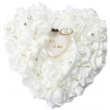 HONEYGIFTS Wedding Ring Pillow, White Ring Polypro