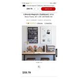 $60 Magnetic Chalkboard, White Decor Frame, 20' x