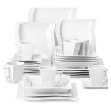 $94 MALACASA Ivory White Dinnerware Set, 30-Piece