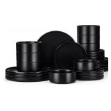 $110 E-far Black Dinnerware Sets for 8, 24-Piece S