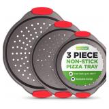 $19 NutriChef 3-Piece Pizza Tray Set with Silicone