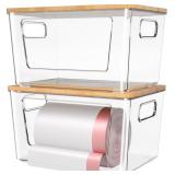 $24 spospo 2 Pack Trash Bag Holder with Bamboo Lid