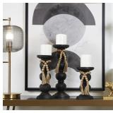 $39 Grayson Lane 3 Candle Wood Pillar Candle Holde