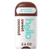 $7 Hello Sweet Coconut Aluminum Free Deodorant, Sh