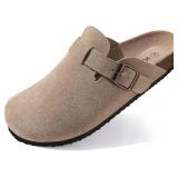 $37 KIDMI Women's Suede Clogs Leather Mules Cork F