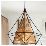 $30 Bamboo Pendant Light Vintage Farmhouse Boho He