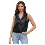 $23 DIASHINY Gilet   capuche en similicuir pour fe