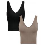 $22 lemonsky Ribbed Tank Tops for Women, V-Neck Se