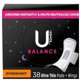 $10 U by Kotex Balance Ultra-Thin Overnight Pads w