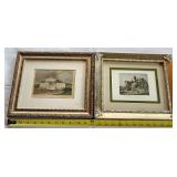 2 German Antique Aquatint Engravings Etchings