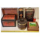 6 Vintage Wooden Boxes & Tray *SEE PHOTOS*