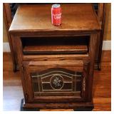 Side End Table Pullout Shelf & Glass Door Cabinet
