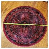 3'3' Red & Black Circular Turkish Area Rug