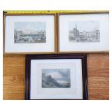 3 Antique Aquatint Engravings Etchings