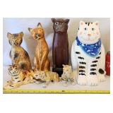 Cat Tiger Collection Cookie Jar Wood Vintage