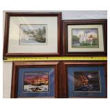 4 Artist Signed Art Prints Sailboats Lighthouse