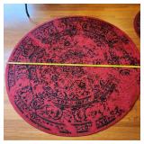 6' Red & Black Circular Turkish Area Rug Carpet