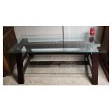 2 Shelf Glass & Wood T.V. Stand