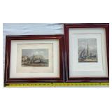 2 Antique Engraving Etchings Hastings & Nuremberg