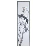 Vintage Chinese Watercolor 5' Scroll Bids & Bamboo