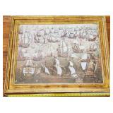 Huge Vintage Print Of England & Spain War