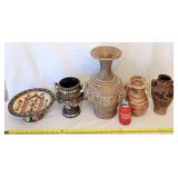 5 Vintage Pottery Vases & Compote Bowl
