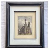 Antique Engraving St. Lorenz Church Nuremberg