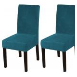 Turquoize Velvet Stretch Dining Chair Covers: 2pcs