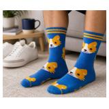 Men's Novelty Crew Socks: Blue Dog Print