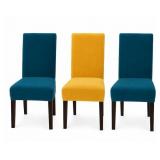 Stretch Velvet Chair Covers: 3pc, Yellow&Blue