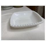 Vintage Square Milk Glass Flower/Leaves Candy