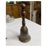 Vintage Etched brass Hand Bell School House Desk