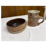 Vintage stoneware pitcher/creamer & bowl