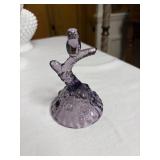 Fenton Handmade Purple Glass Owl On Branch Ring