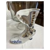 Vintage Porcelain Boot Shoe  6' Vase Victorian