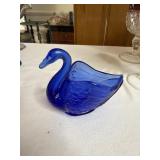 Fenton blue glass 5' X 4' SWAN TRINKET BOWL