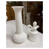 Vintage Art Glass Milk Glass Hobnail White Cruet