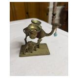 Vintage Brass Camel & Baby Camel Double Candle