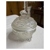 Vintage Jeanette Glass Candy Dish W/ Lid Clear