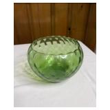 Green Swirl Optic Bowl Hand Blown Empoli Glass 5'