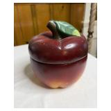Vintage Red Apple Ceramic Cookie Jar/Candle with