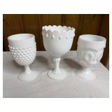 3 Vintage milk glass glasses