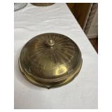 Vintage Farber Bros lided glass & brass dish 6'