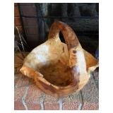 VTG Large Artist Carved Wooden Basket Birdseye