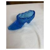 Vtg Kanawha WV Glass Blue Cabbage Rose